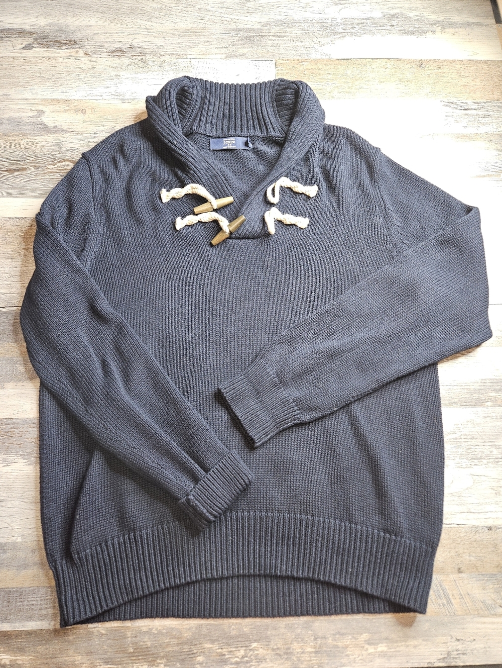 J. Crew Men's Large Navy Blue Sweater Toggle Closure Fishermen